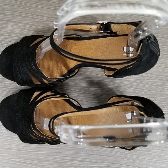 BP. Gaby Ankle Strap Sandal, Black Suede, Womens Various Sizes - Picture 8 of 10